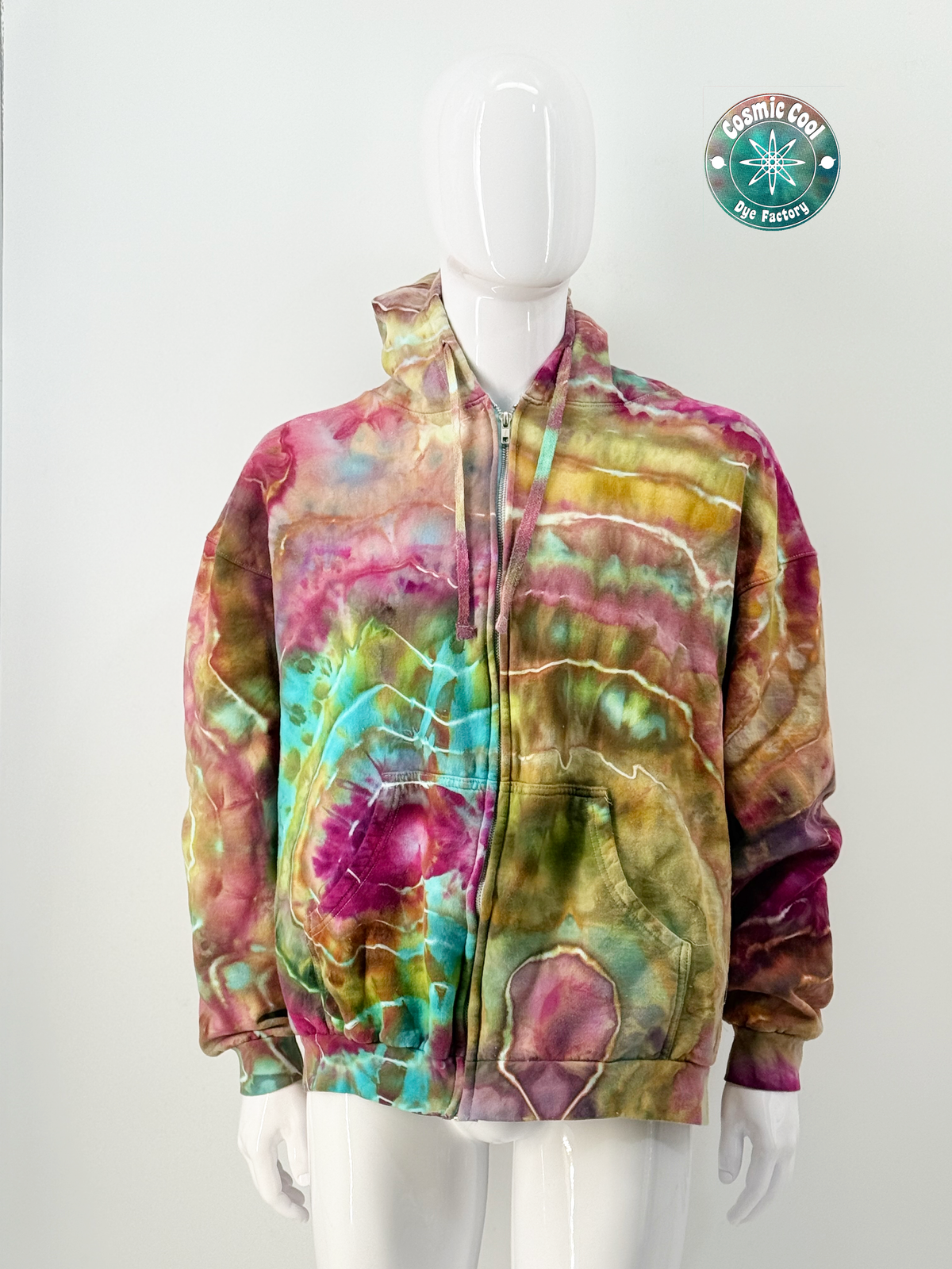 Nebula Fleece Cosmic Ice Dye Premium Zipper Hoodie (Size XXL)