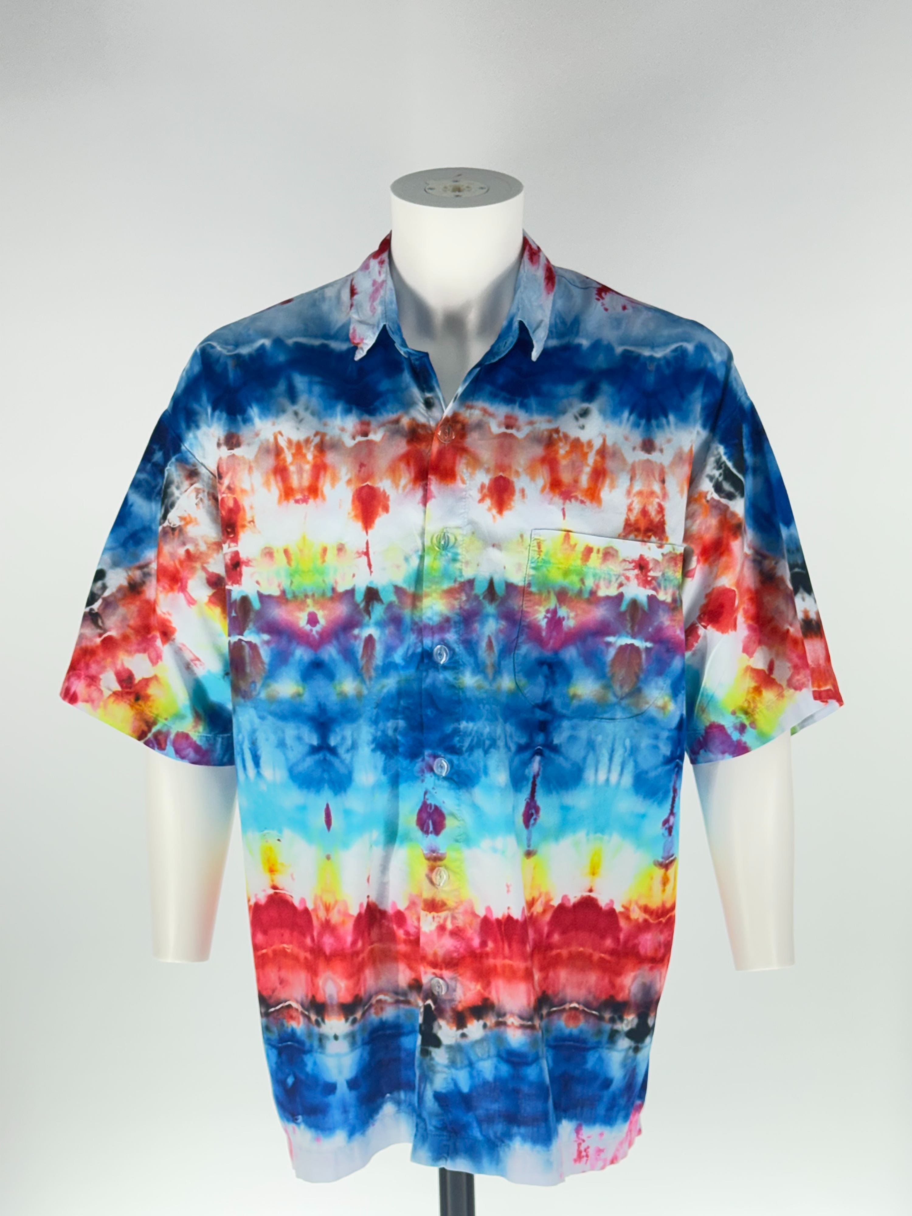 Interplanetary Travel: XL Cosmic Camp Shirt - Ice-Dye