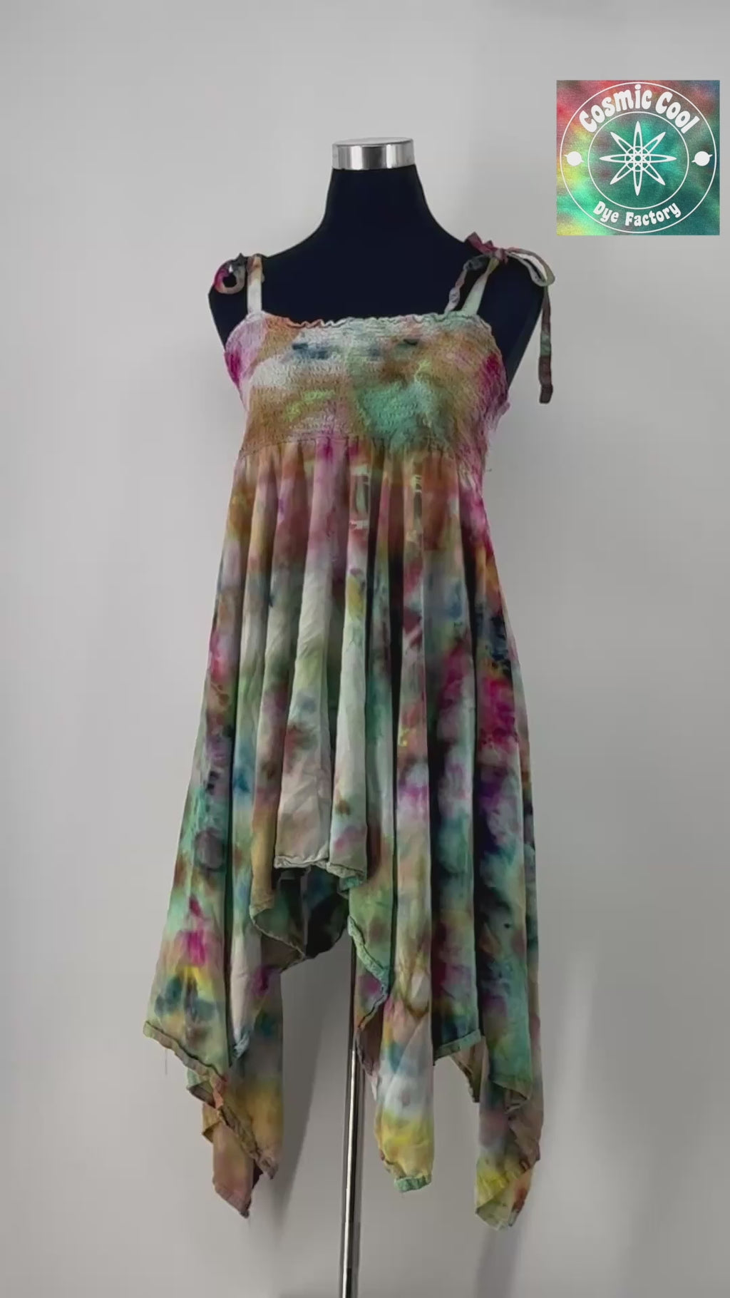 Cosmic Ice Dye Boho Festival Dress (Size Large) - 100% Rayon
