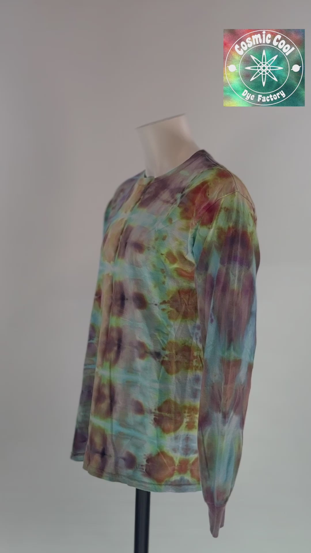 Phoenix Transformation - Large Long Sleeve Ice Dye Shirt - Teal & Charcoal - 1-of-1 Hand-Dyed Wearable Art