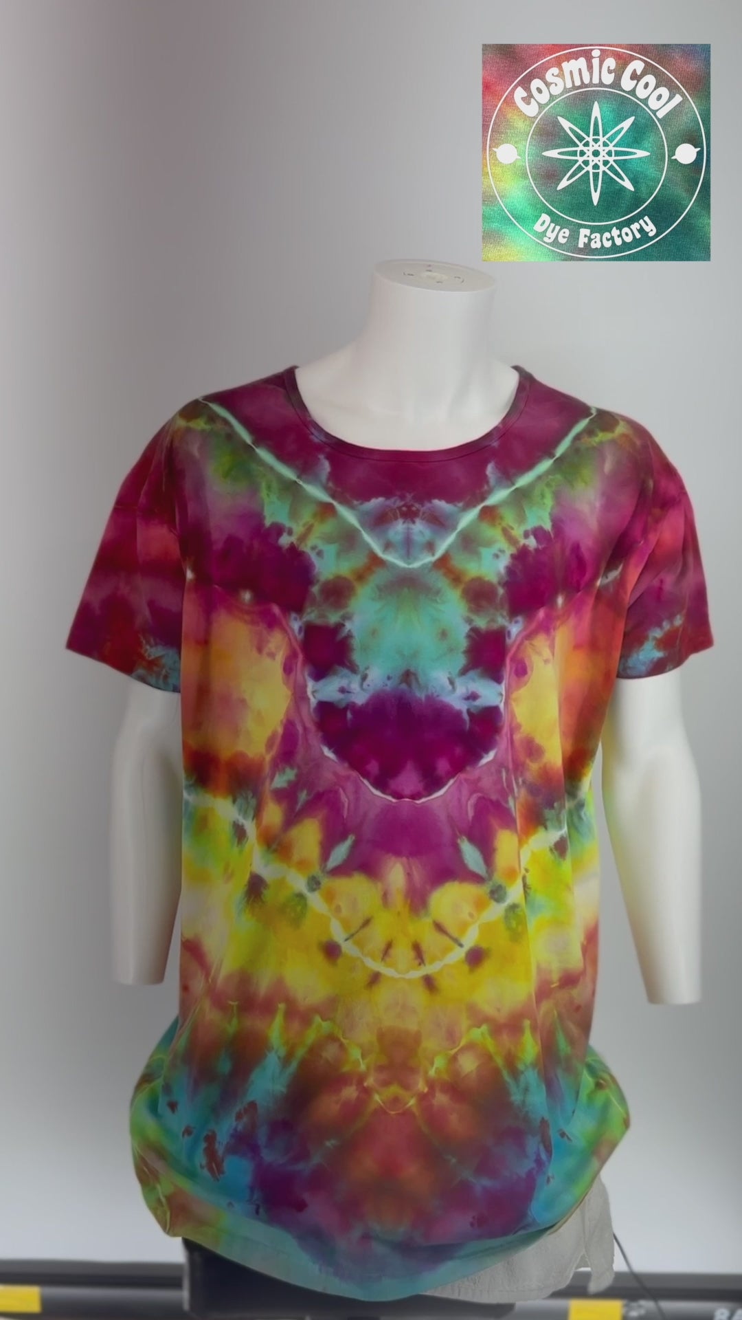 Psychedelic Ice-Dyed T-Shirt Dress 100% Cotton