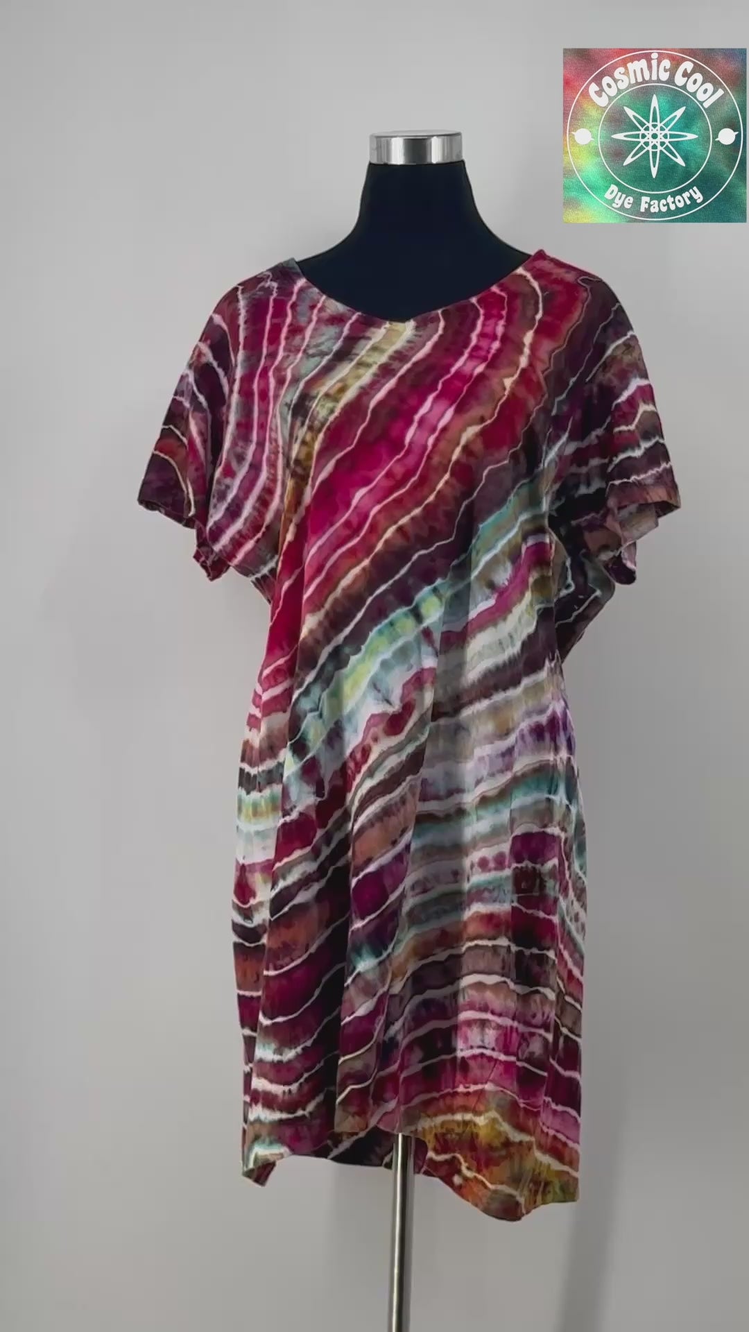 Cosmic Ice Dye Artisan T-Shirt Dress & Cover-Up (Size XL) - 100% Cotton
