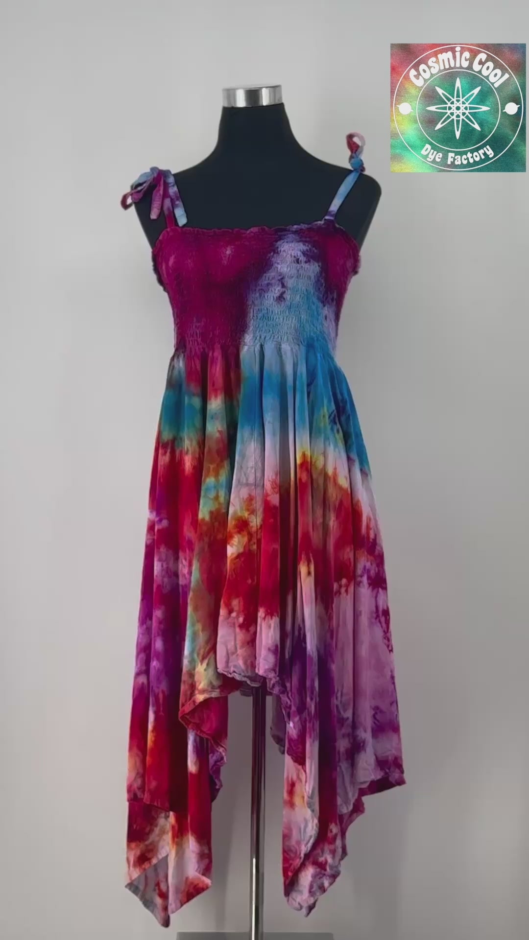 Cosmic Boho Ice Dye Twirling Festival Dress (Size XL) - 100% Rayon